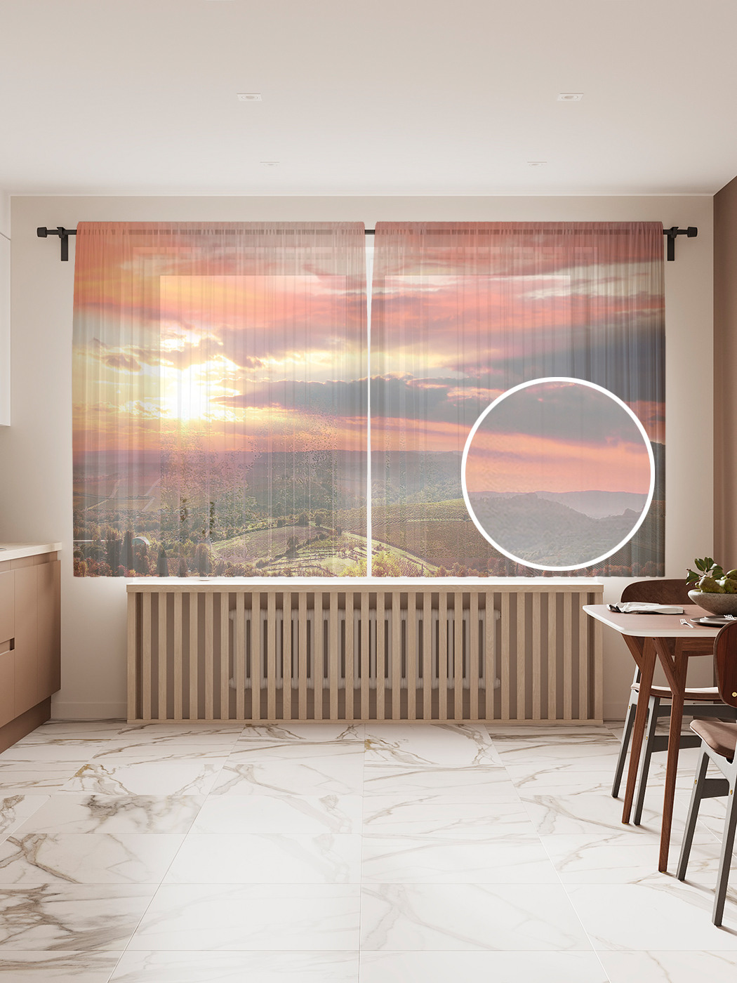 

Фототюль JoyArty "Холмовое хозяйство", 145x180см (2 полотна с лентой + 50 крючков), Холмовое хозяйство