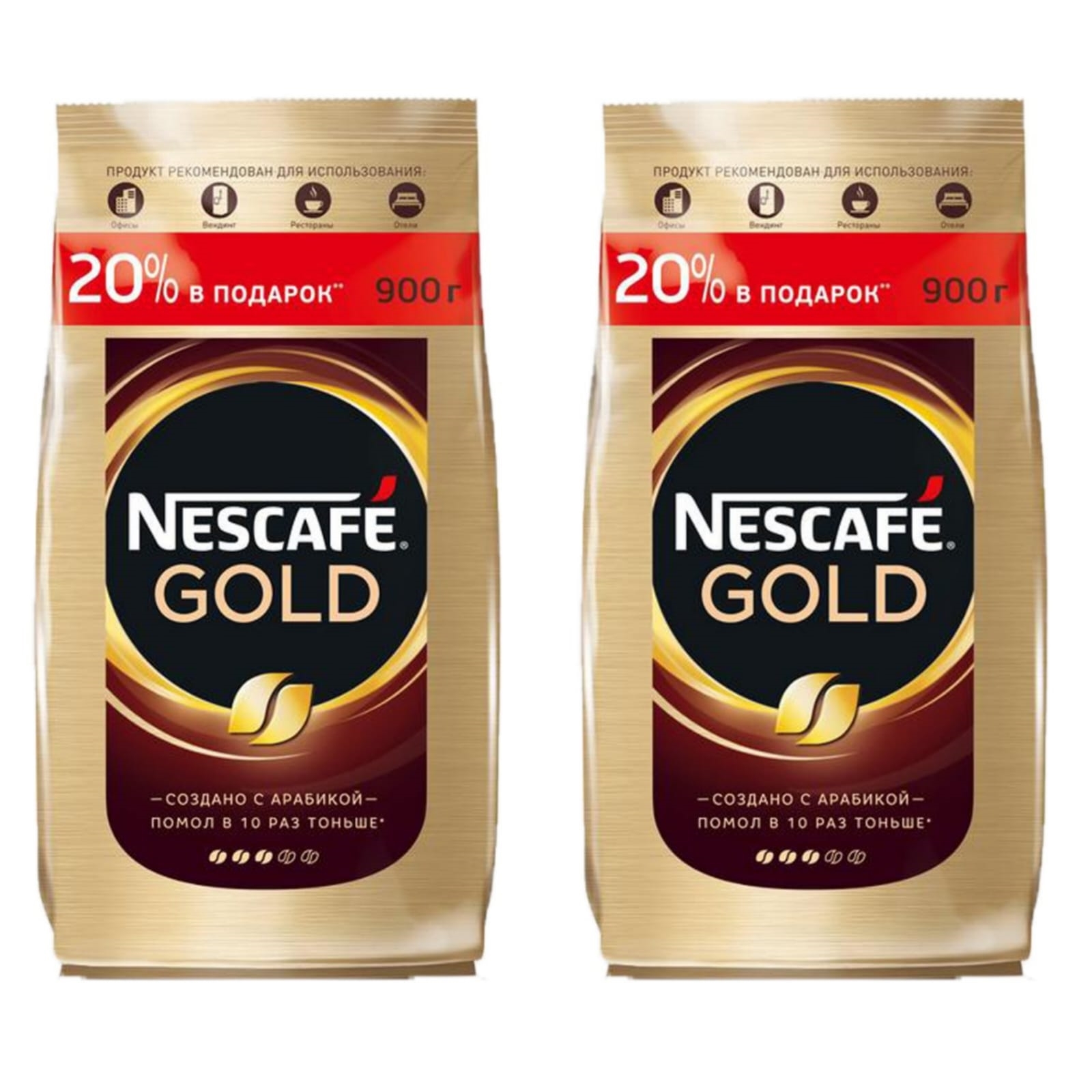 Кофе растворимый Nescafe Gold, 900 г х 2 шт