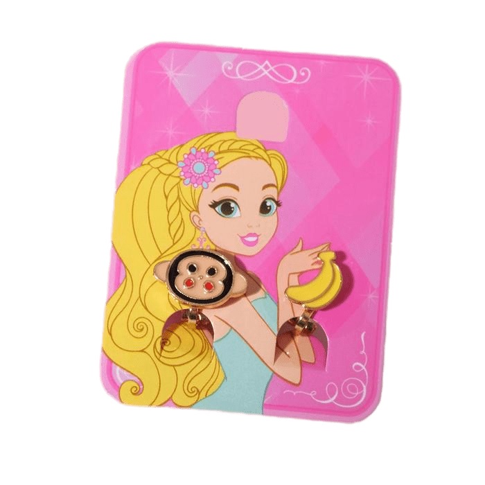 

Клипсы "Выбражулька" обезьянка с бананами, цветные в золоте, Животные в бижутерии