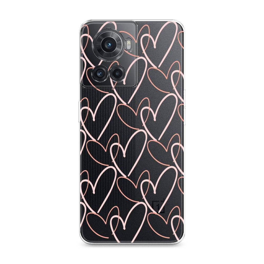 

Чехол на OnePlus 10R "Узор из сердечек", Розовый;бежевый, 153050-6