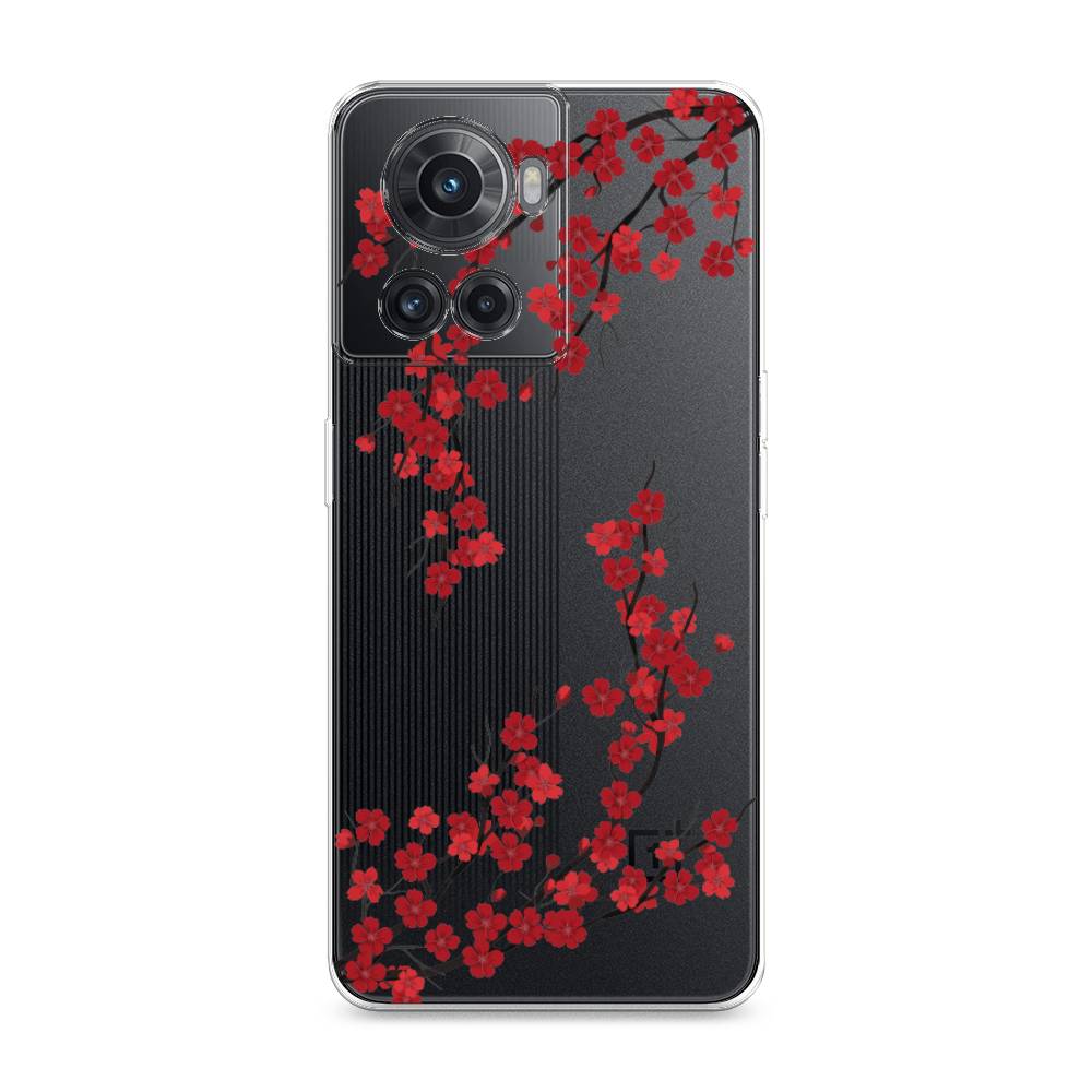

Чехол на OnePlus 10R "Красная сакура", Красный;черный, 153050-2