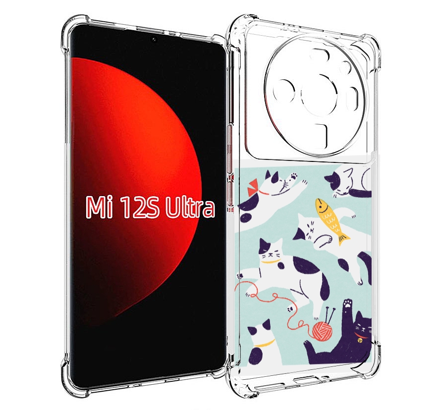 

Чехол MyPads коты-с-клубками для Xiaomi 12S Ultra, Прозрачный, Tocco