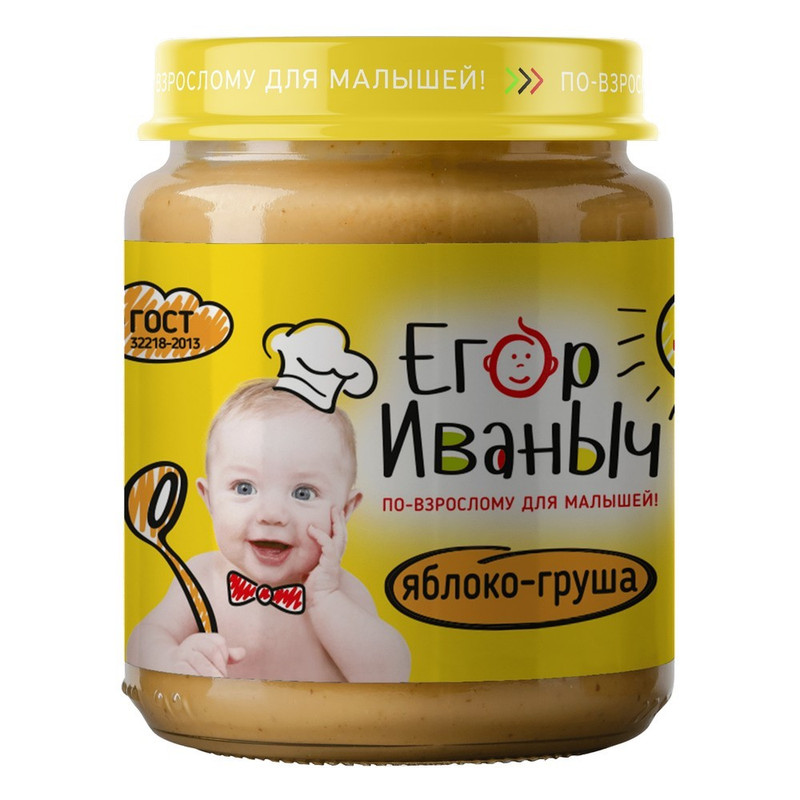 

Пюре Егор Иваныч Яблоко груша 100г, 1 шт., Яблоко груша