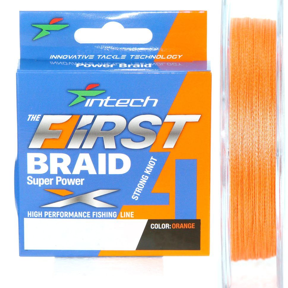 

Шнур Intech FIRST Braid PE X-4 150м Orange # 2.0 0.235мм 27Lb 12.3кг, Оранжевый, FIRST Braid PE