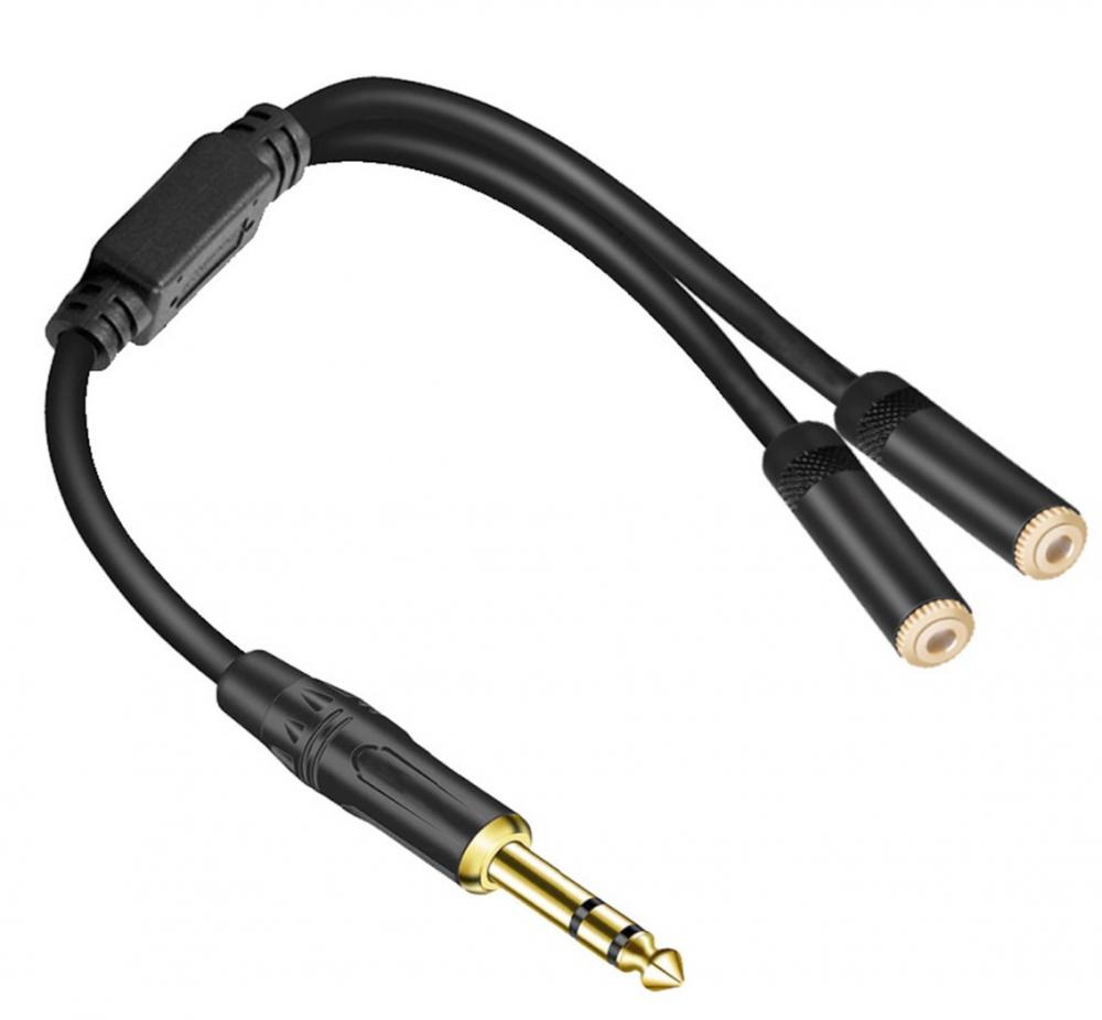 

Аудио-разветвитель 2xMini Jack 3.5 мм (F) - Jack 6.5 мм (M) (Черный)