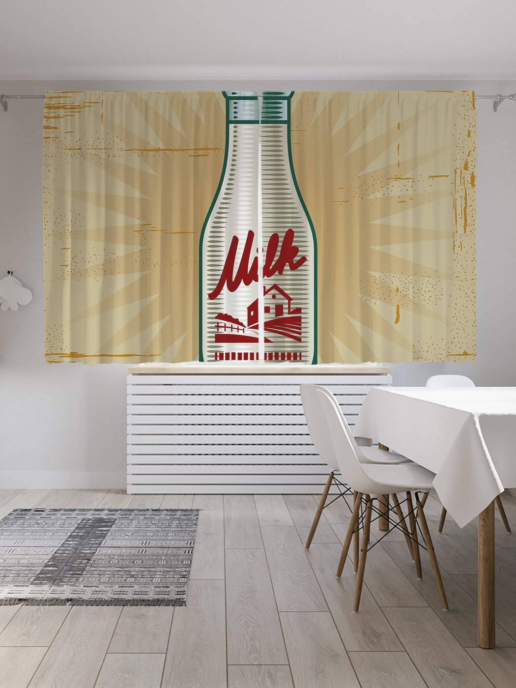 

Шторы JoyArty с фотопечатью "Реклама молока" из сатена, 290х180 см, Реклама молока