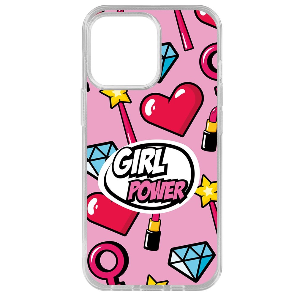 

Чехол-накладка Krutoff Clear Case Girl Power для iPhone 14 Pro Max, Прозрачный