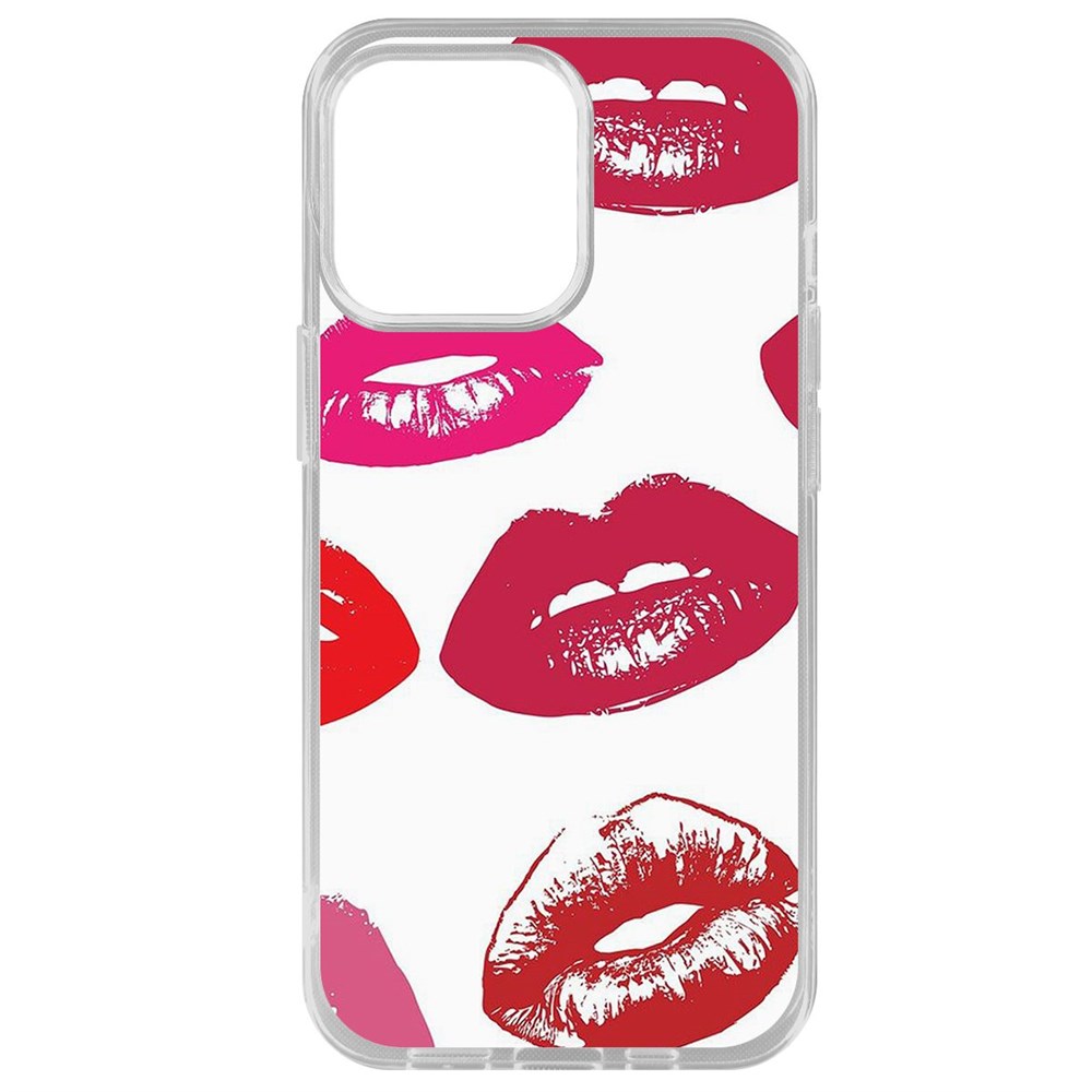 

Чехол-накладка Krutoff Clear Case Губы паттерн 2 для iPhone 14 Pro Max, Прозрачный