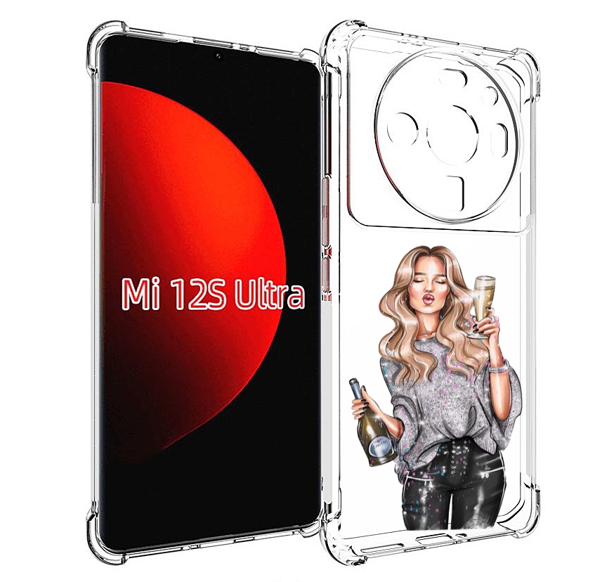 

Чехол MyPads красивая-любительница-шампанского женский для Xiaomi 12S Ultra, Прозрачный, Tocco