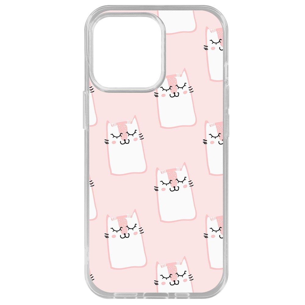 

Чехол-накладка Krutoff Clear Case Котики паттерн для iPhone 14 Pro Max, Прозрачный