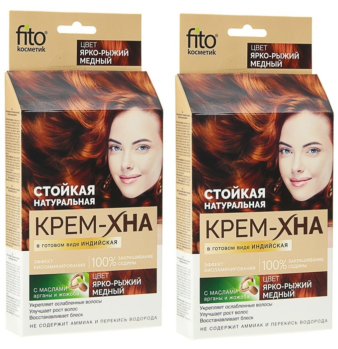 

Крем-Хна Fito Косметик Ярко-Рыжий медный 50 г 2 шт