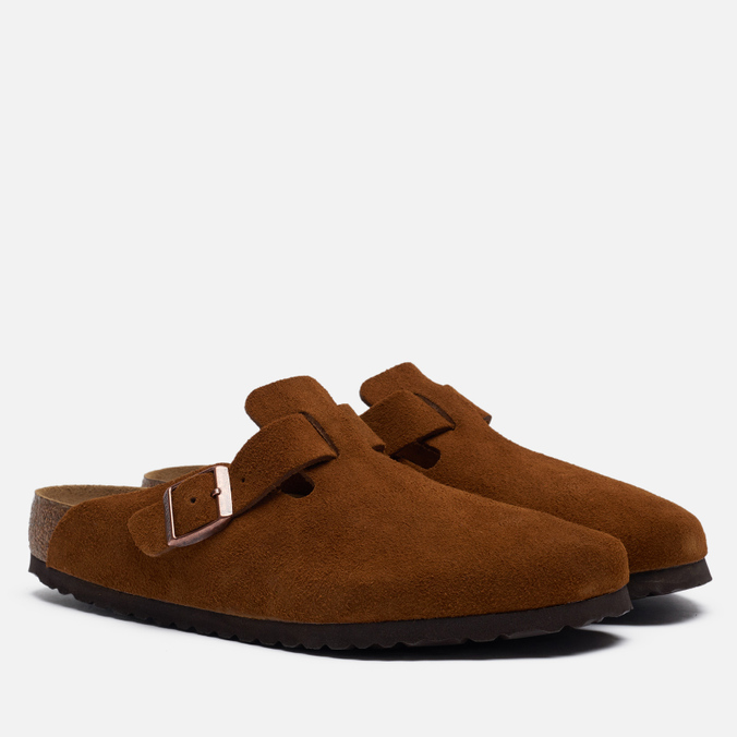 фото Шлепанцы женские birkenstock boston suede коричневые 46 eu