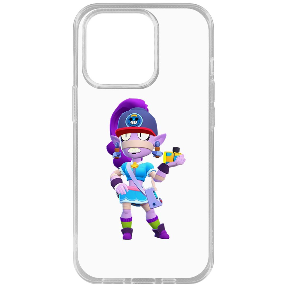 

Чехол-накладка Krutoff Clear Case Brawl Stars-Суперфанатка Эмз для iPhone 14 Pro, Прозрачный