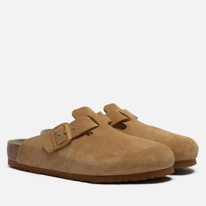 фото Шлепанцы женские birkenstock boston suede бежевые 46 eu