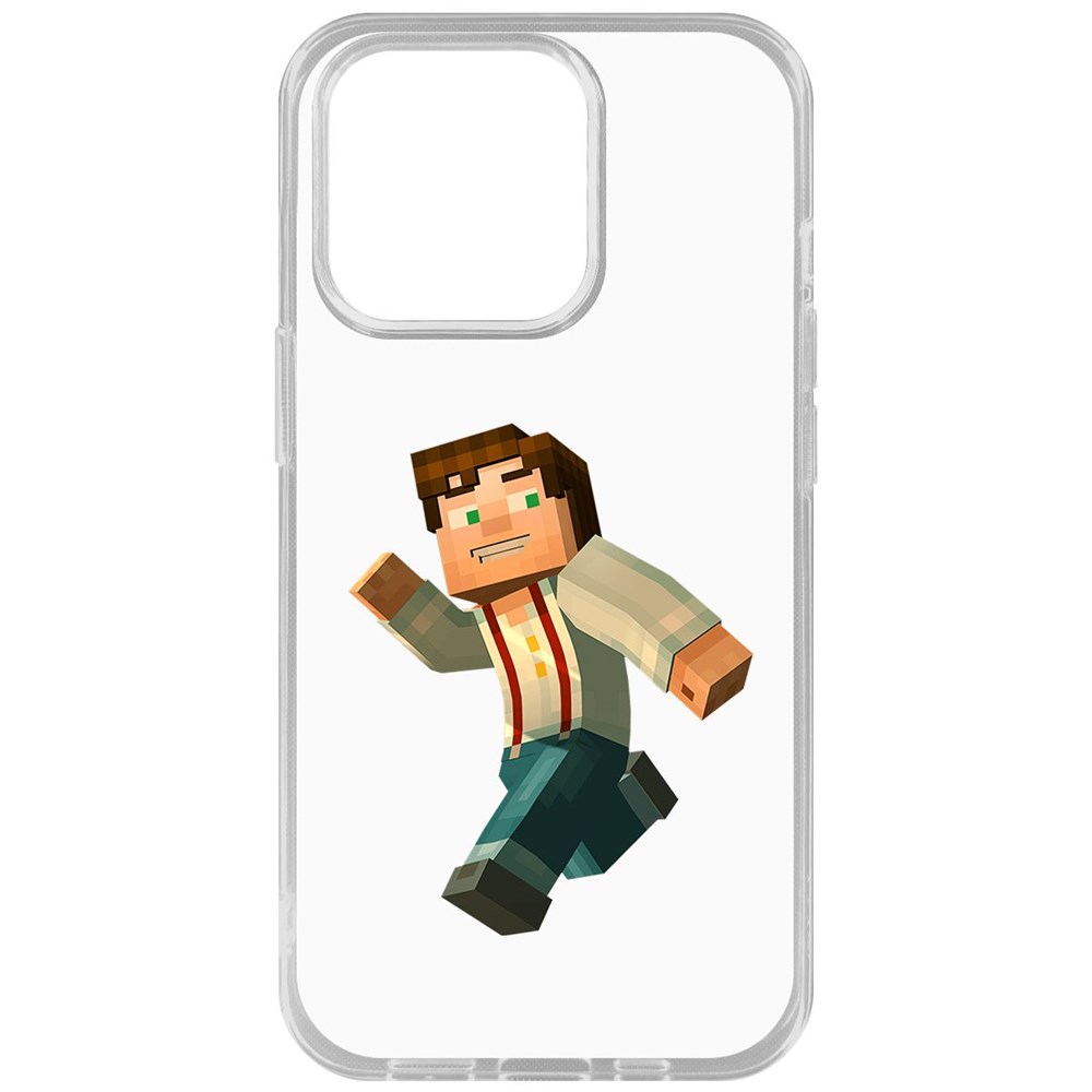 

Чехол-накладка Krutoff Clear Case Minecraft-Джесси для iPhone 14 Pro, Прозрачный