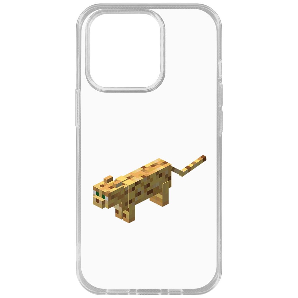 

Чехол-накладка Krutoff Clear Case Minecraft-Оцелот для iPhone 14 Pro, Прозрачный