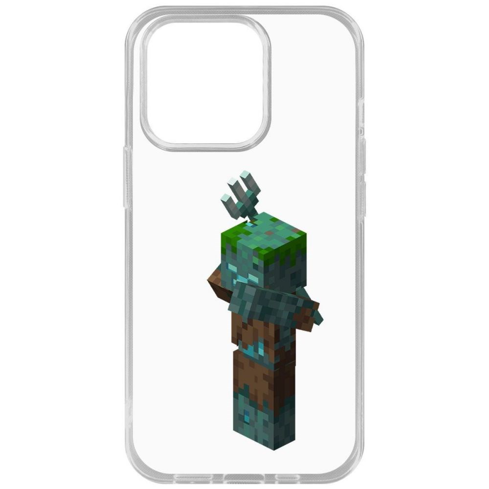 

Чехол-накладка Krutoff Clear Case Minecraft-Утопленник для iPhone 14 Pro, Прозрачный