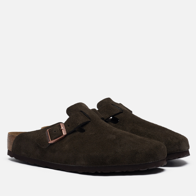 фото Шлепанцы женские birkenstock boston suede коричневые 45 eu