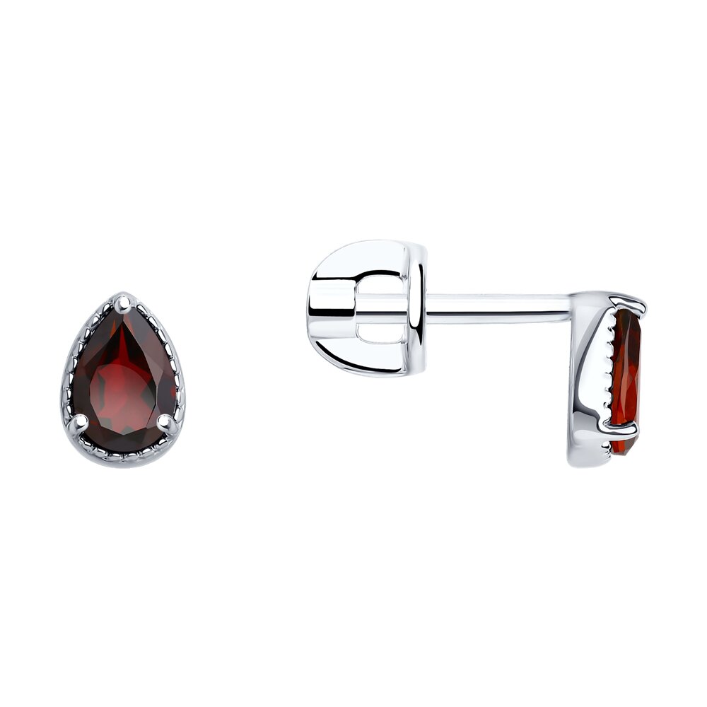 

Серьги пусеты из серебра SOKOLOV 92022550, гранат, 92022550