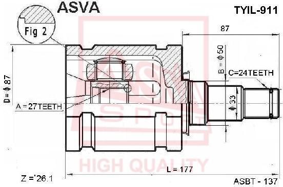 

ASVA TYIL911 ШРУС ВНУТРЕННИЙ ЛЕВЫЙ 27x50x24