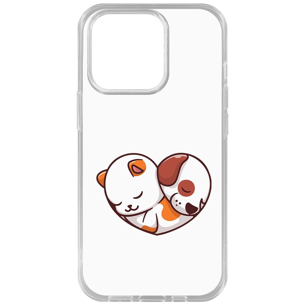 

Чехол-накладка Krutoff Clear Case Котёнок и Щенок для iPhone 14 Pro, Прозрачный