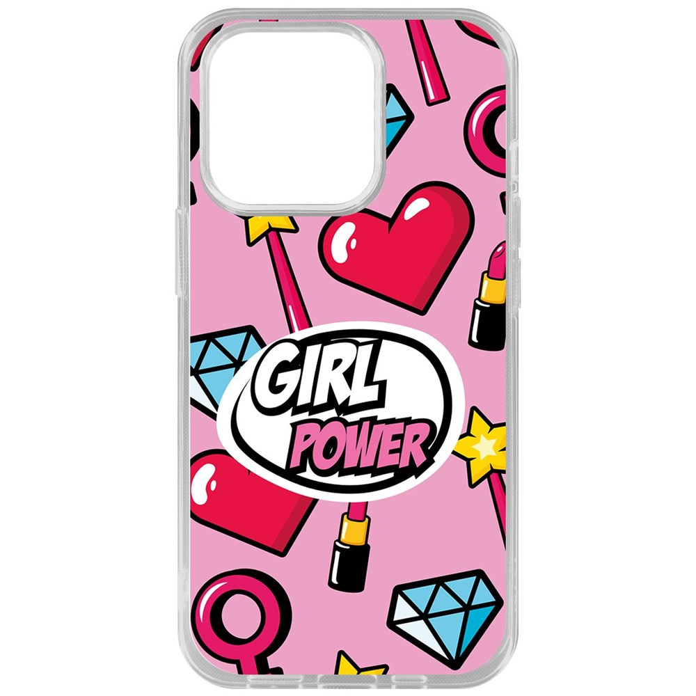 

Чехол-накладка Krutoff Clear Case Girl Power для iPhone 14 Pro, Прозрачный