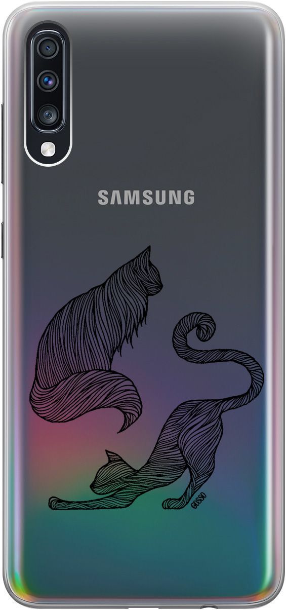 

Чехол на Samsung Galaxy A70/A70s с принтом "Lazy Cats" прозрачный, Прозрачный;серый, 686