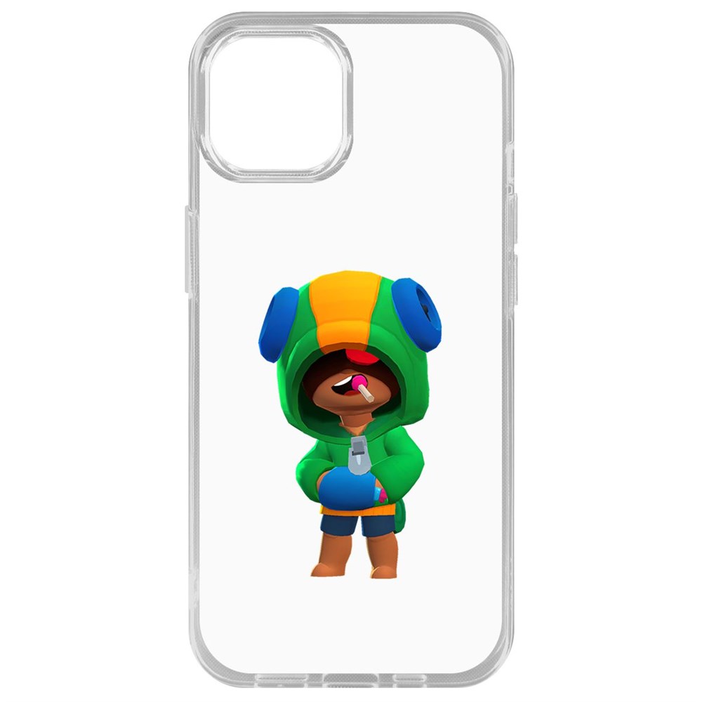 

Чехол-накладка Krutoff Clear Case Brawl Stars-Леон для iPhone 14 Plus, Прозрачный