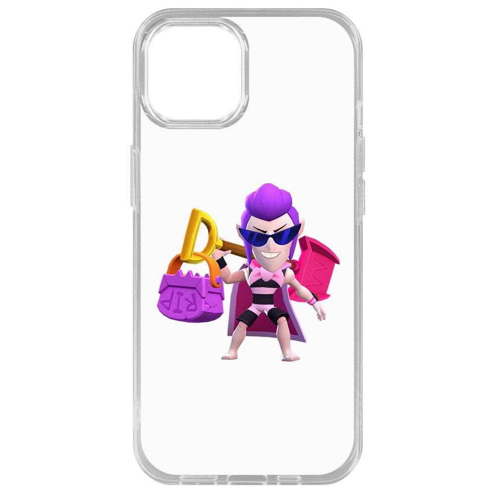 

Чехол-накладка Krutoff Clear Case Brawl Stars-Пляжный Мортис для iPhone 14 Plus, Прозрачный