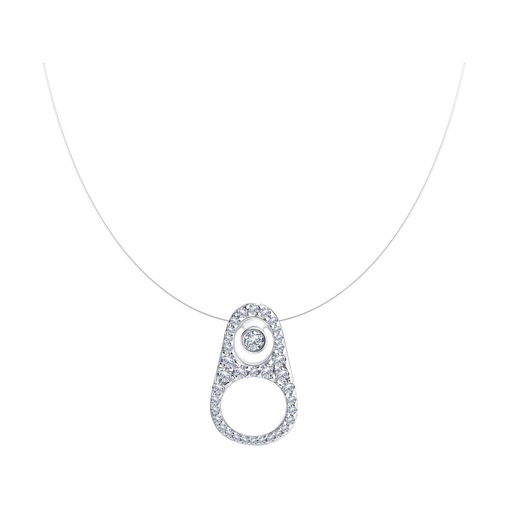 

Колье из серебра 40 см SKLV 94070489, фианит, 94070489