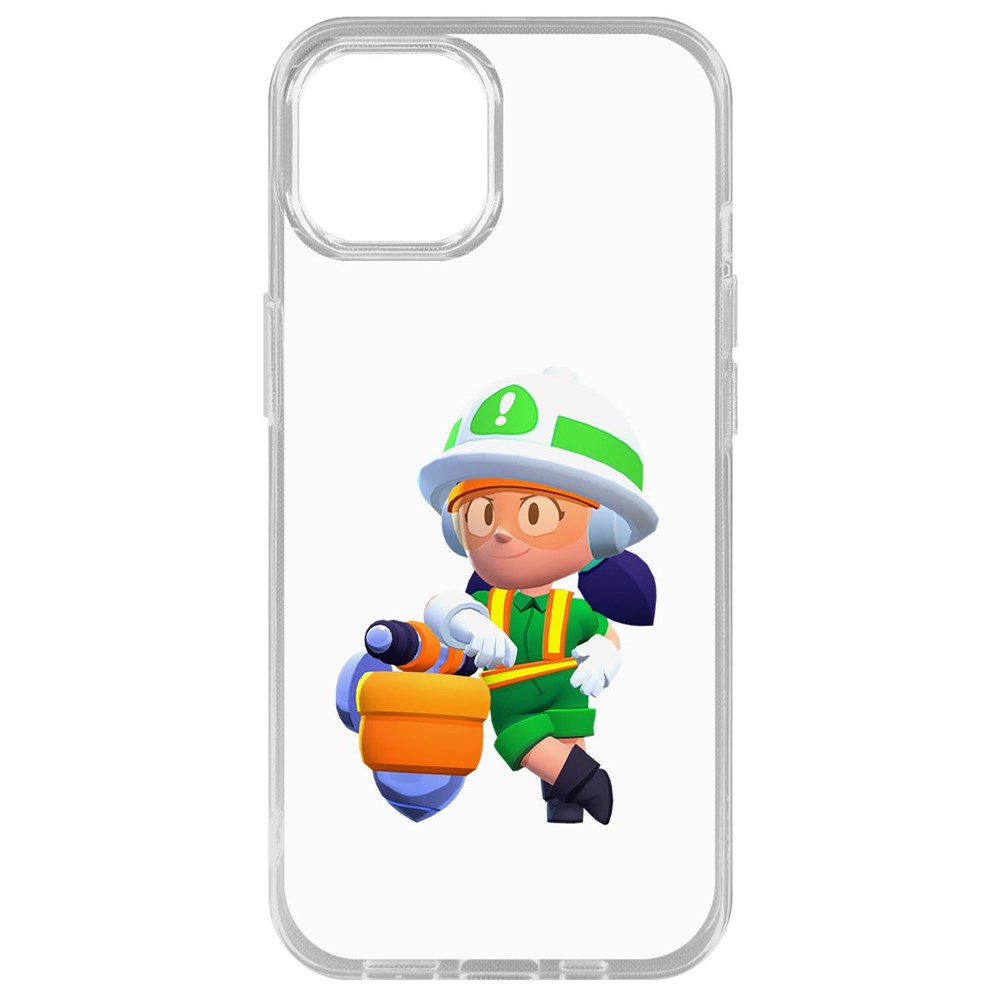 

Чехол-накладка Krutoff Clear Case Brawl Stars-Строительница Джеки для iPhone 14 Plus