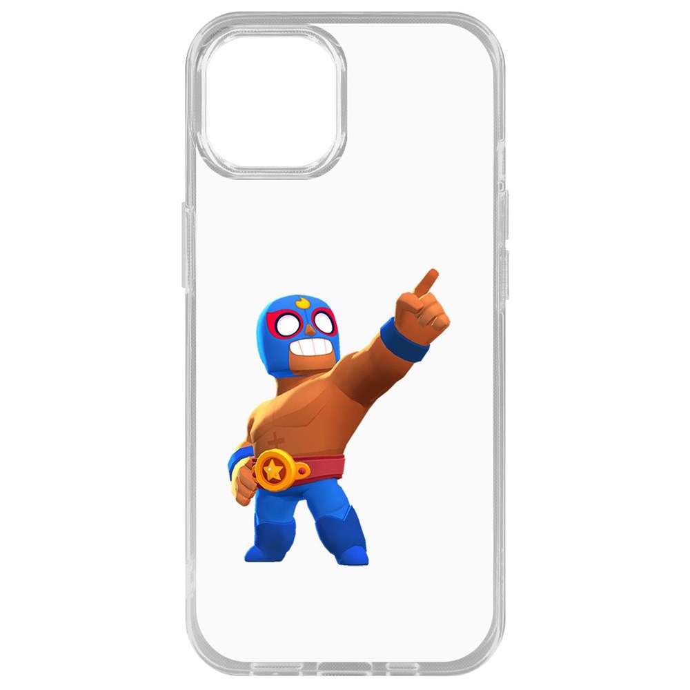 

Чехол-накладка Krutoff Clear Case Brawl Stars-Эль Примо для iPhone 14 Plus, Прозрачный