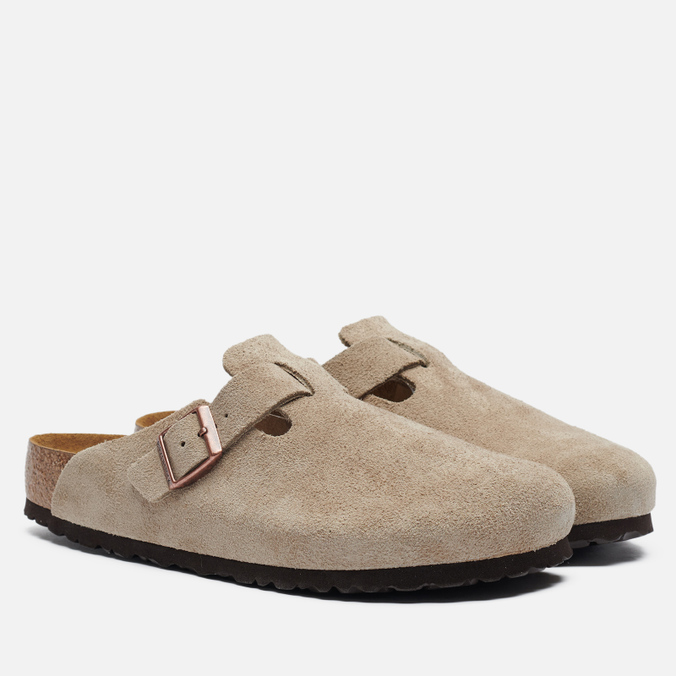 фото Шлепанцы мужские birkenstock boston suede бежевые 45 eu