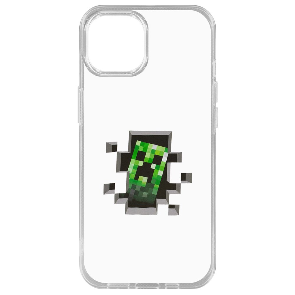 

Чехол-накладка Krutoff Clear Case Minecraft-Крипер для iPhone 14 Plus, Прозрачный