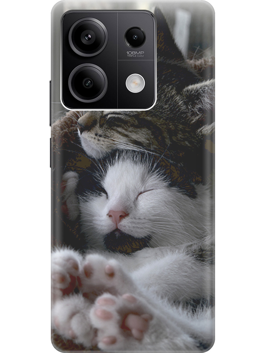 

Силиконовый чехол на Xiaomi Redmi Note 13 5g с рисунком "Отдыхающие котики", Белый;коричневый;черный, 20012075