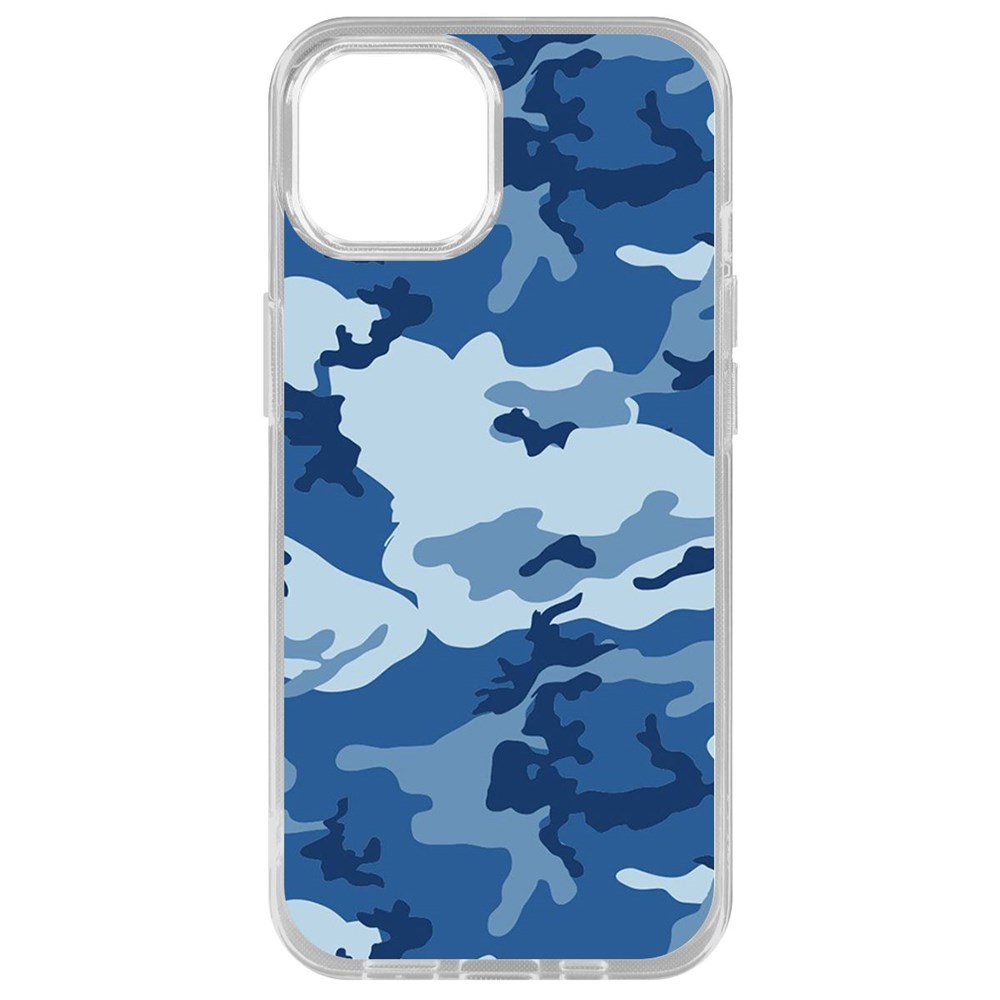 

Чехол-накладка Krutoff Clear Case Камуфляж синий для iPhone 14 Plus, Прозрачный