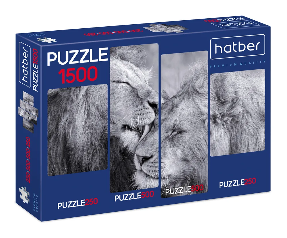 

Пазлы Hatber Premium 4 картинки Львиное царство, Пазлы 250+500+500+250 элементов