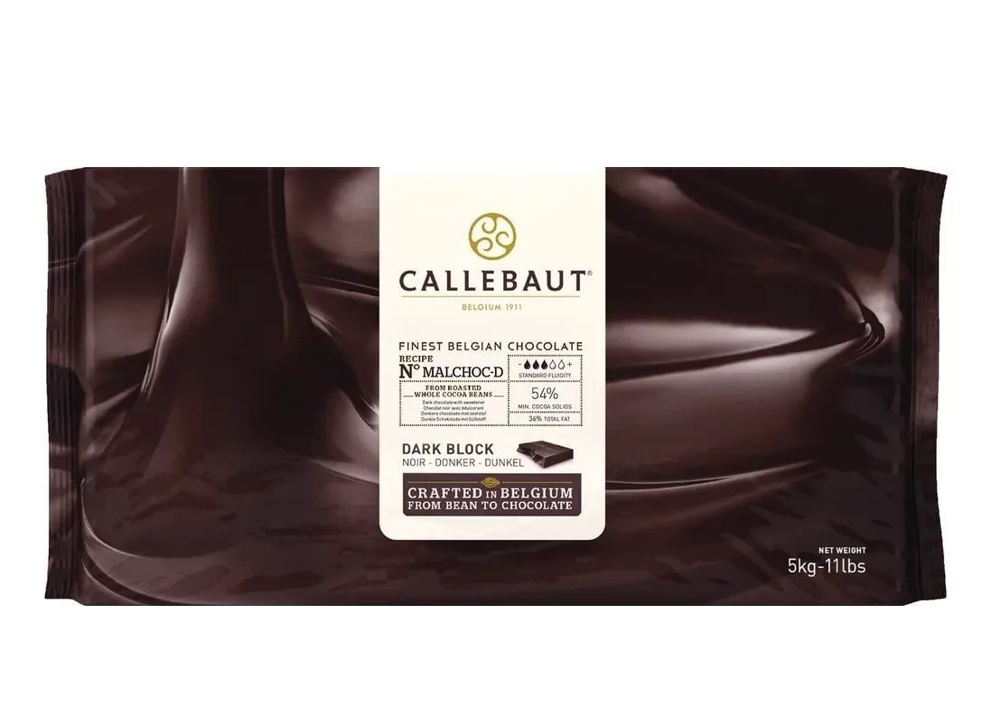 Темный шоколад Callebaut без добавления сахара Malchoc-D 54%, 5 кг