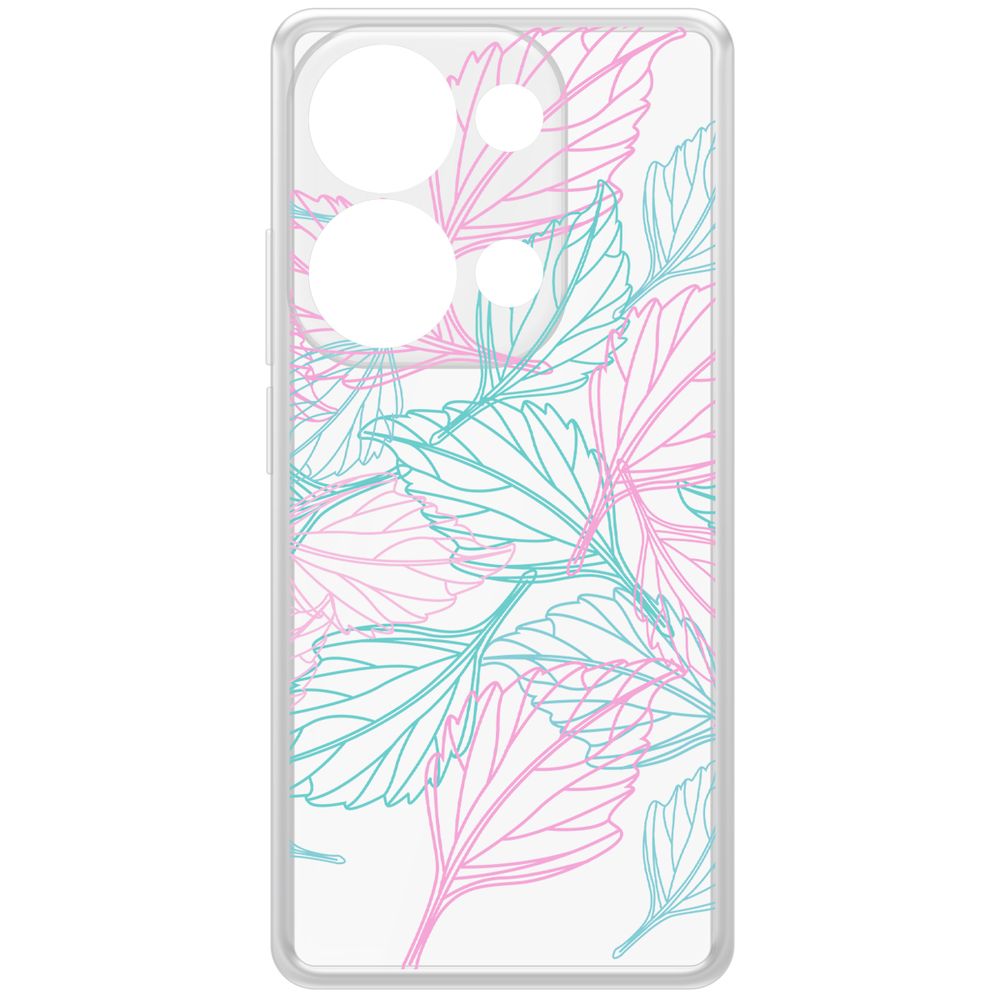

Чехол-накладка Krutoff Clear Case Листья паттерн для Xiaomi Poco M6 Pro 4G, Прозрачный