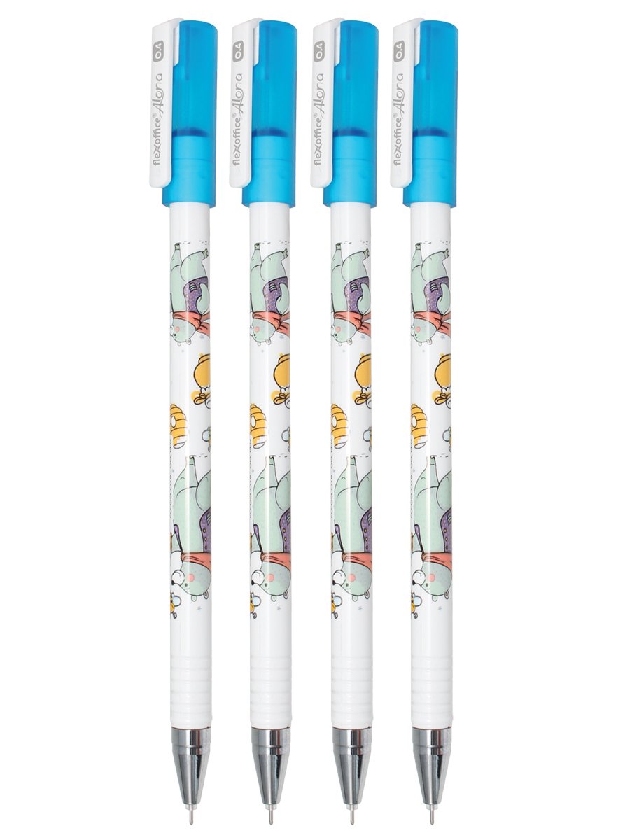 Гелевая ручка 0,5мм FlexOffice Bear, синяя (4шт)