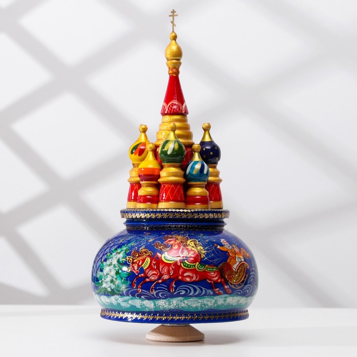 

Сувенир музыкальный "Храм", тройка, синий фон, ручная роспись, 9309670