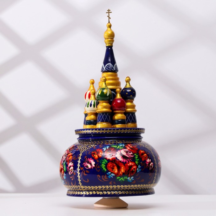 

Сувенир музыкальный "Храм", жостово, синий фон, ручная роспись, 9309671