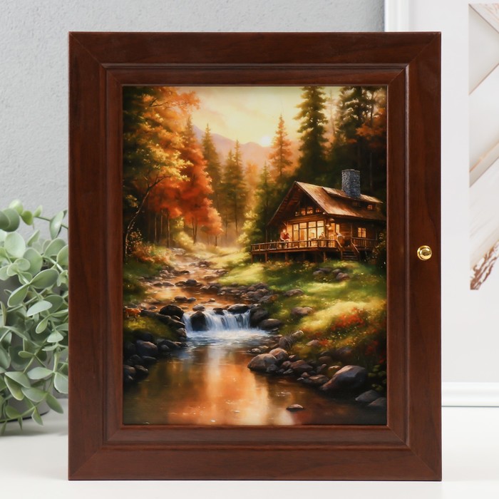 

Ключница Домик у речки, 10531144, 24х29 см, орех