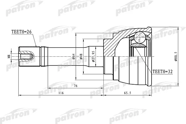 

ШРУС наружный 26x48x32 SUZUKI GRAND VITARA/GRAND ESCUDO XL-7 JA627 01-06 PATRON PCV1425