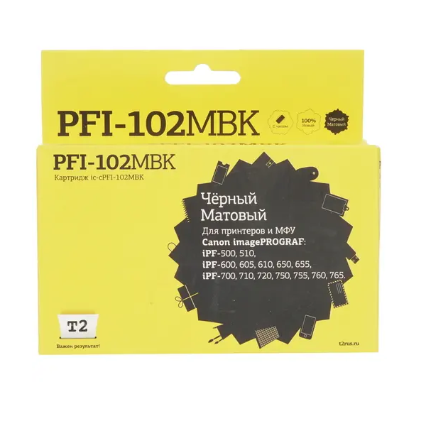 

Картридж для струйного принтера T2 IC-CPFI-102MBK (IC-CPFI-102MBK) черный, совместимый, IC-CPFI-102MBK