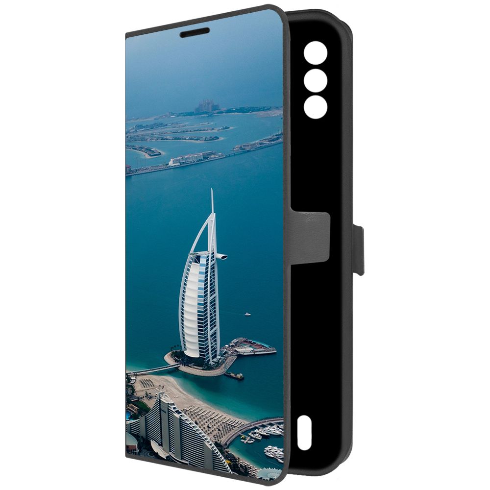 Чехол-книжка Krutoff Eco Book для ITEL Vision 2S ОАЭ, Бурдж-эль-Араб (черный)