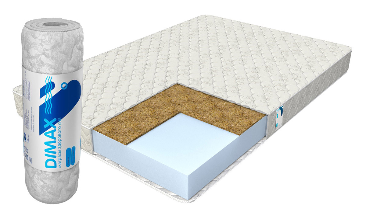 

Матрас ортопедический беспружинный DIMAX Практик Чип Ролл 14 кокос 95х185, Практик Чип Ролл 14 кокос