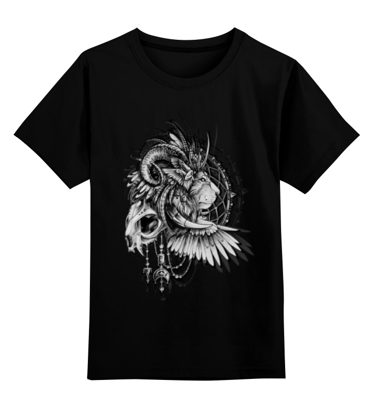 

Детская футболка классическая Printio Black-white lion, р. 104, Черный, 0000000640900