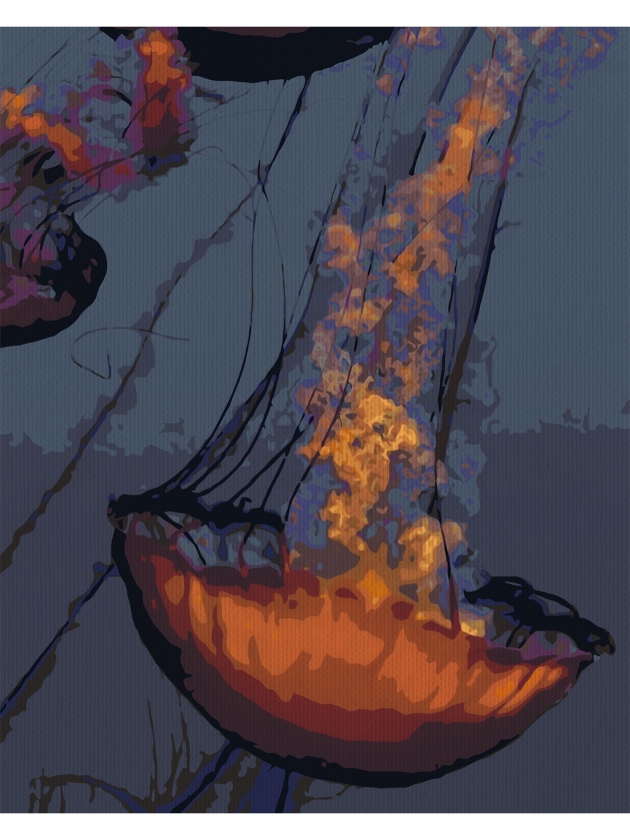 фото Картина по номерам на холсте с подрамником мырисуем оранжевые медузы 2081/