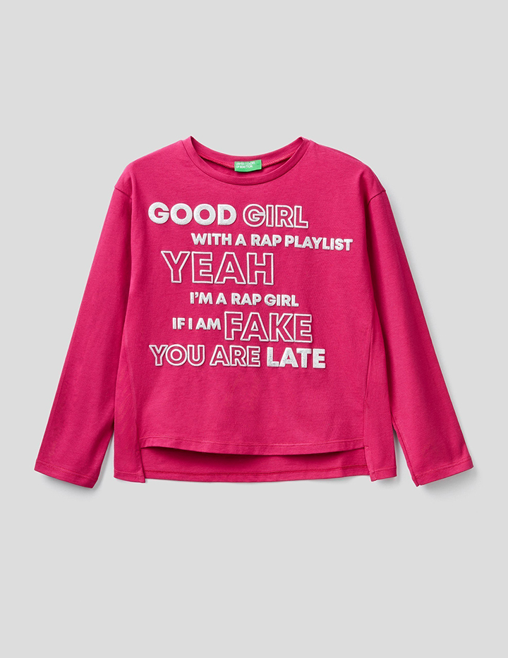 фото Футболка для девочек benetton цв. фиолетовый р.128 united colors of benetton